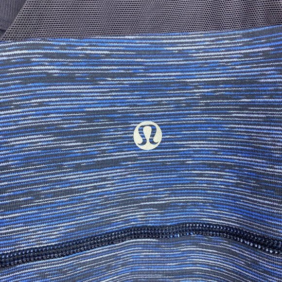 Lululemon Racerback Tank Top Women 4 Blue Gray Space Dye Mesh Built In Shelf Bra - Picture 7 of 9
